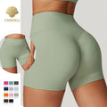 CNSHELL Custom Logo Nylon Nude Sense High Waist Tight Basic Yoga Sports Fitness Running Gym Workout Shorts