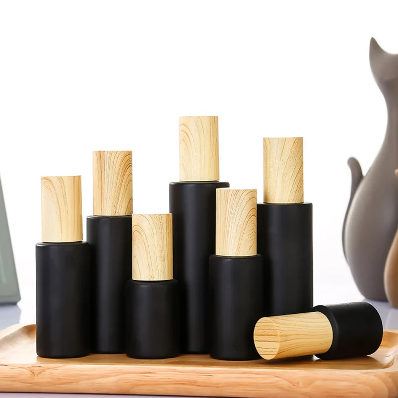 Custom 20ml-100ml Matte Black PET Plastic Empty Lotion Bottle & Cream Jar Pump Sprayer with Screen Printed Liquid Soap