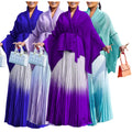 D536 Latest Design Fall African Outfits for Women Elegant Bat Sleeve Top and Gradient Skirt Set Two Piece Set Women Clothing
