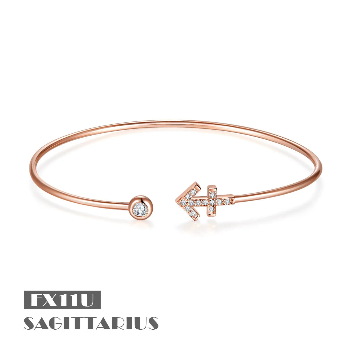FX11 Sagittarius Abiding High Quality Jewelry 925 Sterling Silver 12 Zodiac Jewellery Adjustable Rose Gold Bangle for Sale