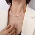 SP Trendy Style 18K Gold Chain With Natural Peal Necklace Mini Choker Pearl Half Necklace