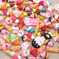 100Pcs Kawaii  Desserts Ice Cream Flat Back Resin Cabochons Mini Sweet Food Dolls Simulation Phone Case Supplies Hair Decoration