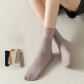 Wholesale Summer Solid Color Thin Nylon Socks Women Pretty Frilly Ruffle Mesh Crew Socks