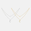 FUAMAY 925 Sterling Silver Double Layer Chain Necklace 18K Gold Plated Star and Moon Necklace With Zircon