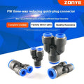 Factory Direct Wholesale Y-Type Three-Way Pneumatic Trachea Quick Plug Connector Variable Diameter Plastic Casting Pipe Fittings