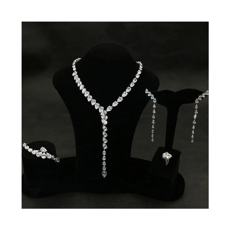 Bedazzled Jewelry Supplies Women Luxury Rhodium Plated Bridal Wedding Jewelry Set Wholesale China