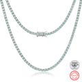 New Arrival Fashion 3mm 925 Sterling Silver Green VVS Moissanite Diamond Cluster Iced Out Tennis Chain Necklace for Women