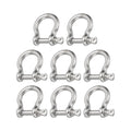 8pcs 316 Marine Grade Stainless Steel Forged Bow Shackle 3.9mm 1/8\" 220lb Screw Pin Shackle for Outdoor Lifting