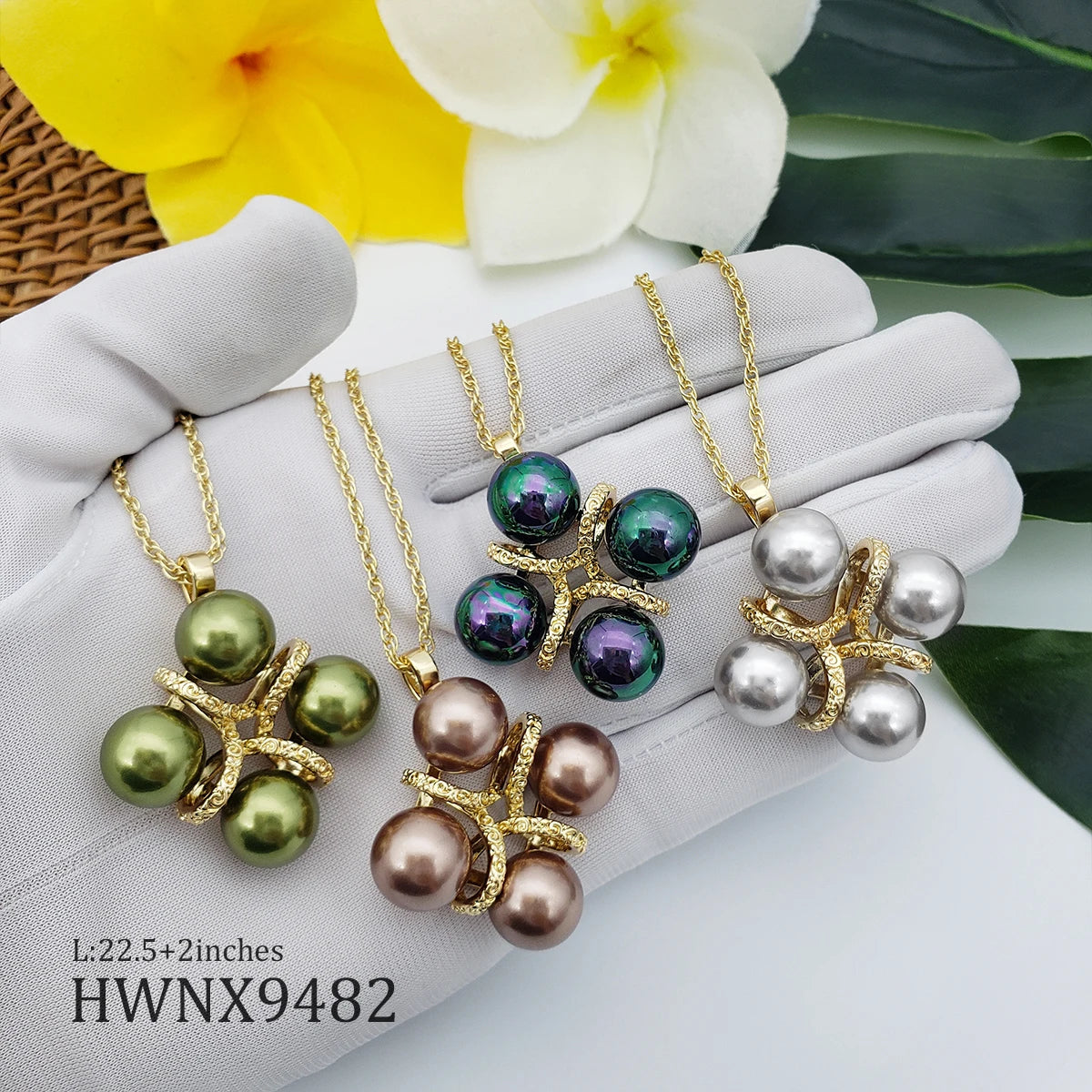 Hot Hawaiian Fashion Jewelry Set Copper Necklace Shell Pearl Earrings for Women Girls Gift