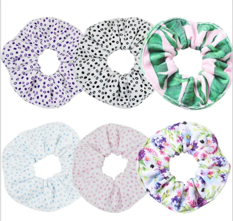 Large Size Dot Print Soft Microfiber Towel Scrunchies  Frizz Free Heatless Hair Drying Scrunchies for Hair Ponytail