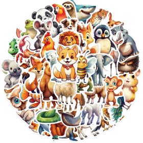 50pcs Cute Cartoon Animal Stickers for KidsAnimal Lovers Aesthetic Vinyl Animal Decals for Laptop Funny Animal Stickers