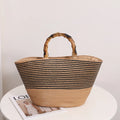 2023 New Bamboo Section Retro Straw Braided Bag New Large Capacity Striped Ladies Hand Bags Beach Hand Carrying Basket Bag