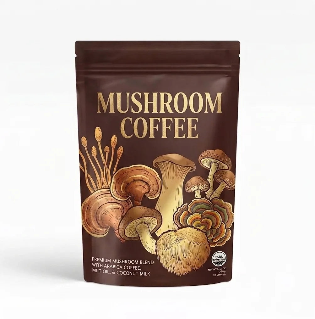 Factory Wholesale Sugar-Free Mushroom Instant Coffee in Powder Form Bitter Taste Bulk Packaging