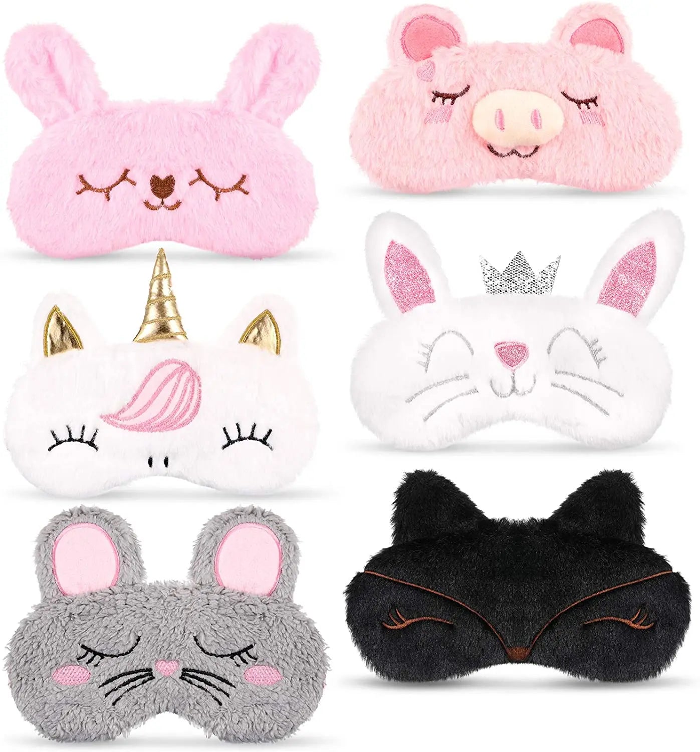 Cute Animal Eye Cover for Girls Soft Sleeping Cover  Blindfold Cover Plush Eyeshade Cover Pink Rabbits Cute Pigs Unicorns