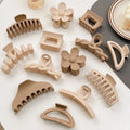 Hair Claw Clips Set Brown Series Various Shape Irregular Strong Plastic Large Matte Acrylic Plastic Elegant Women BPHNEXP-43