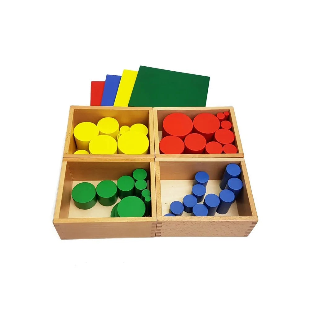 Children Learning Montessori Sensory School Toys Set of 4 for Kids Knobless Cylinders Montessori Toy for Kids