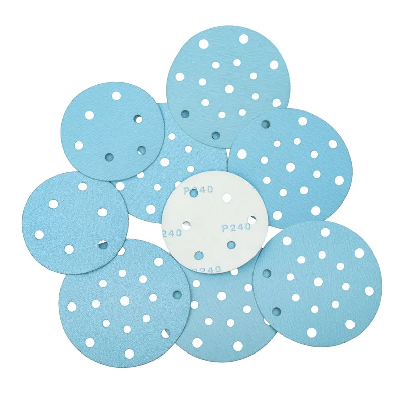Customized LOGO Premium Aluminum Oxide 150mm Grit P80-800 Dry Grinding Blue Sandpaper Disc for Wall Metal Wood