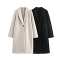 ZATRHMBM Women's Jacket 2024 New Winter Coat One Button Overcoat Long Loose Fashion Women's Clothes Elegant Woman Outerwear
