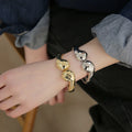 High-End Gold Plated Women's Cuff Bracelet Luxury Alloy Ladies Open Extravagant Delicate Bracelet Trendy Style