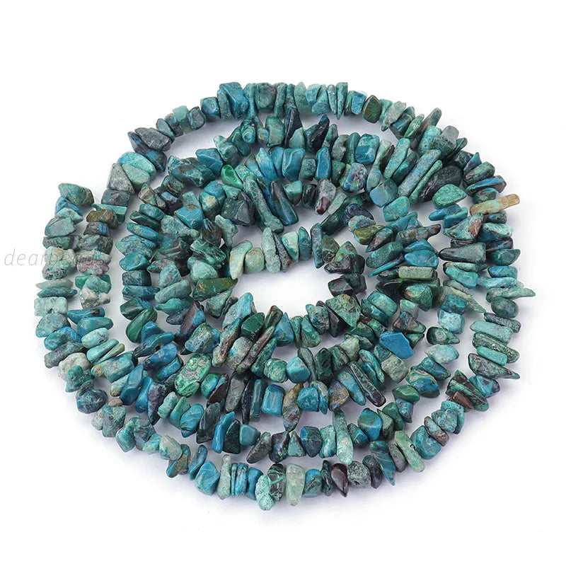 Wholesale Natural Chrysocolla Chip Stone Beads Chrysocolla Gemstone Chips Beads for Woman Bracelets Making 5-8mm 80~85cm