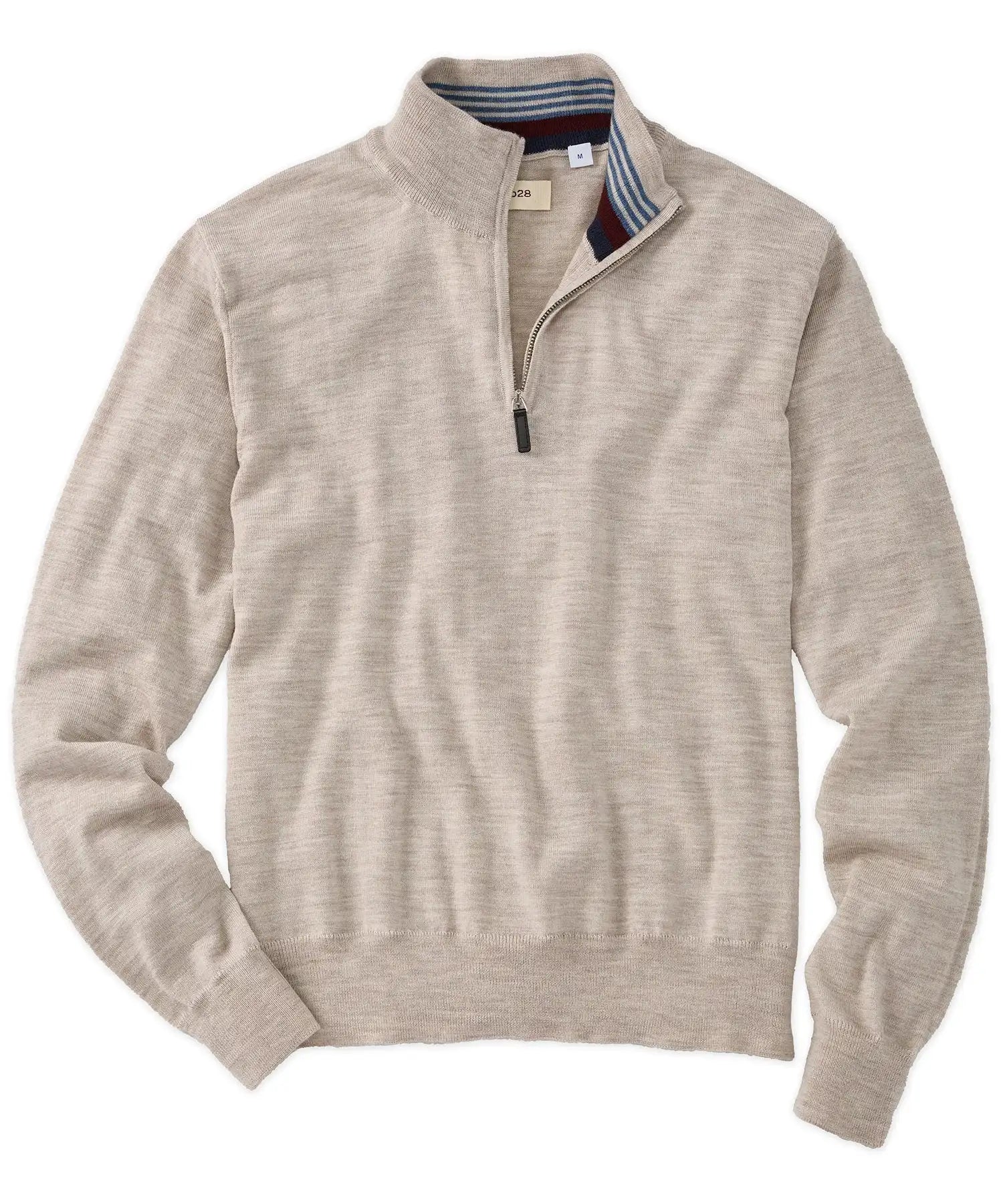 Casual Merino Wool Quarter-Zip  Sweater Hand Knitted Embroidered Logo Long Sleeves Machine Weaved Thin Custom Knit