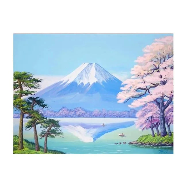 CHENISTORY DZ992971 No Frame  Paint by Numbers on Canvas Sakura Snow Mountain Diy Coloring by Number Acrylic Canvas Painting