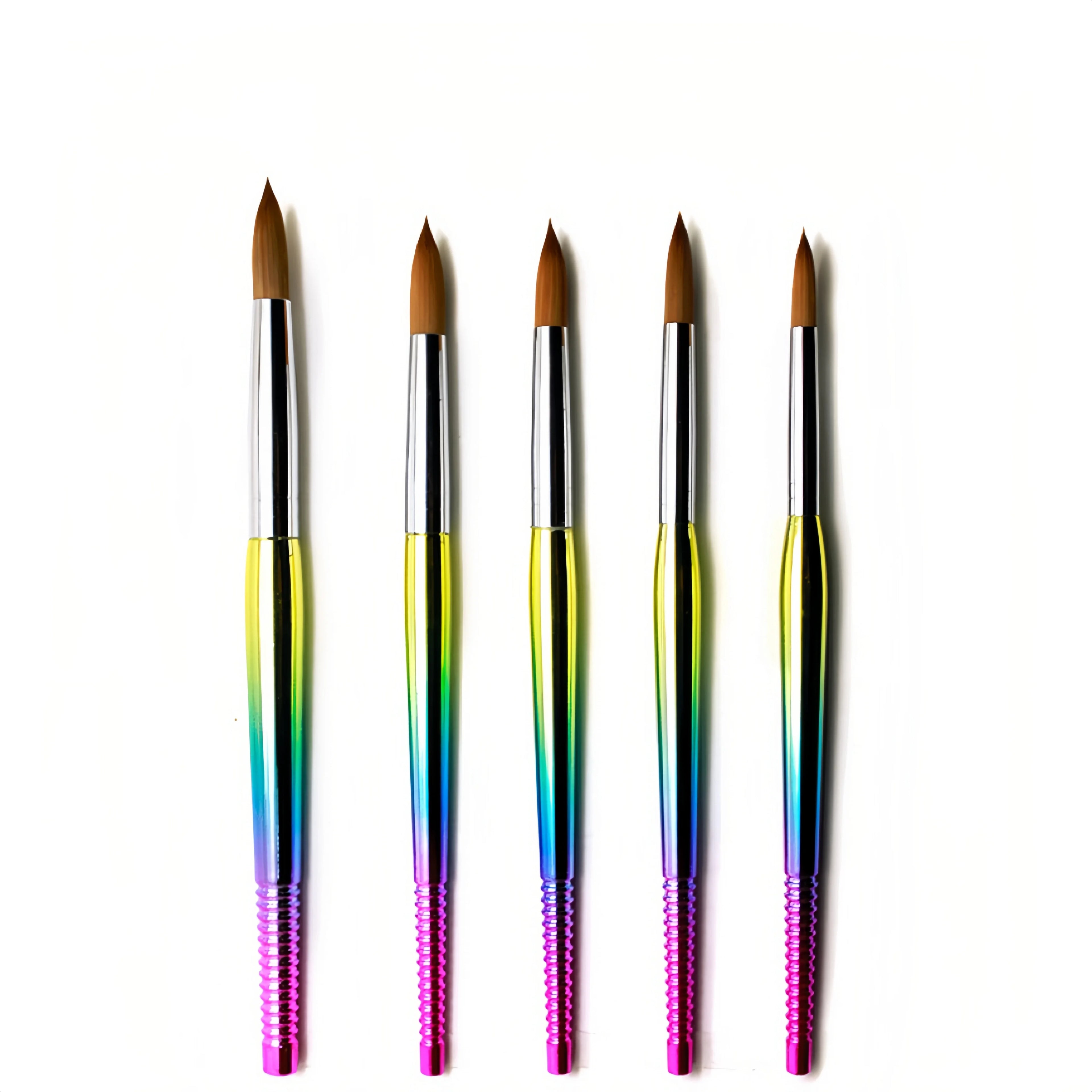 YALIXIN Multi-Design Styles Gradient Metal Handle Kolinsky & Nylon Acrylic Pinceles Wholesale Round Crimped Head 3D Acrylic Pen