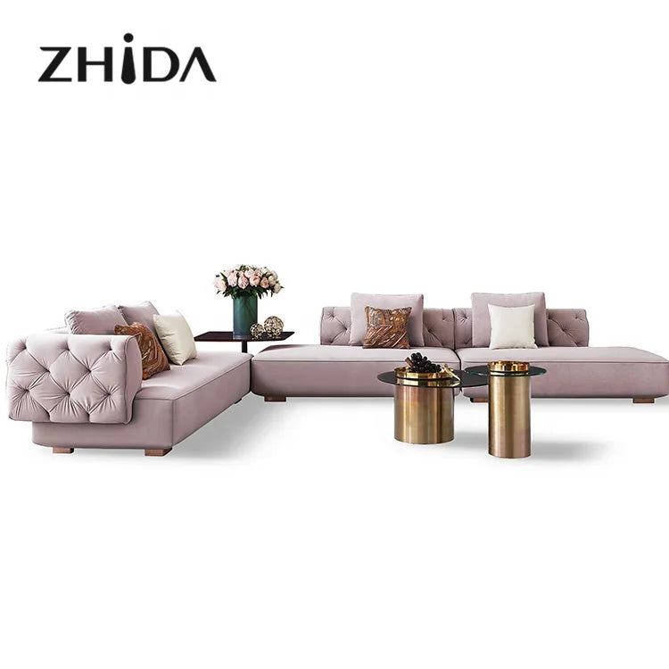 Zhida Design Light Luxury Villa Home Living Room Furniture Sectionals Sofas Furniture Sofa Seat Set Couch MegaBDM