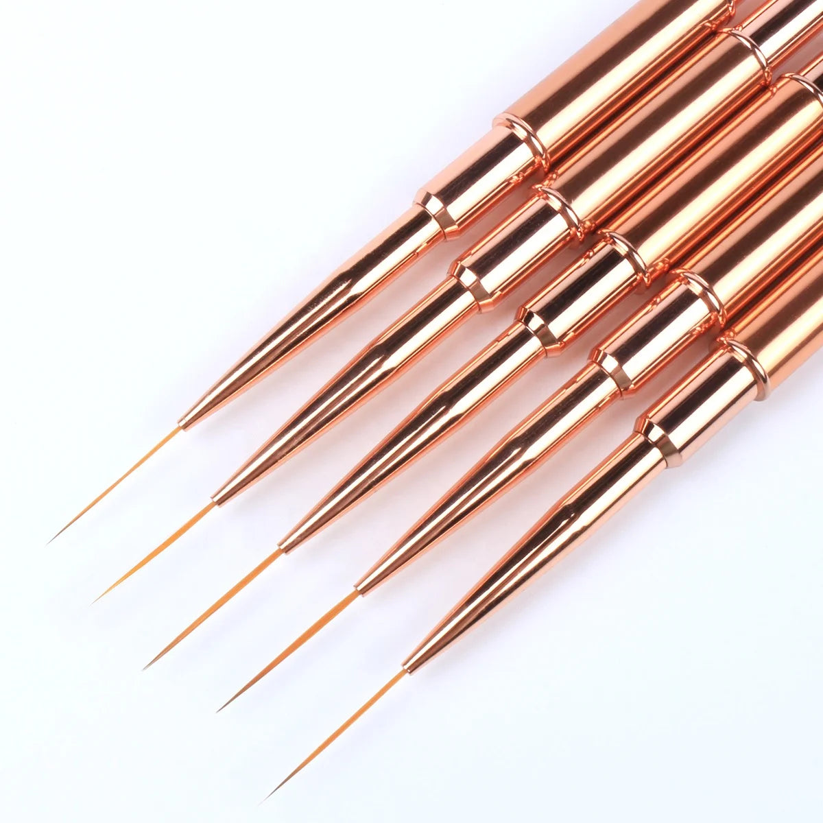 Yihuale 3D Kolinsky Metal Handle Dual-Ended 2-in-1 Nail Art Liner Brush with Nylon and Copper Ferrule for Gel Polish