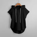 Summer New Drawstring Hooded Design Sports T-Shirt Solid Color Casual Women's Short Sleeve Shirt