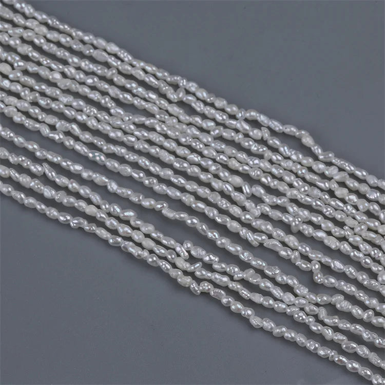 Natural 1.8-2mm Rice Shape White Freshwater Pearl Grade a Strand Beads for Jewelry Making