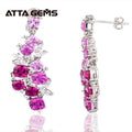 Lab Grown Pink Sapphire Ruby Wedding Jewelry S925 Earrings for Women Fashion Statement Wedding Party Christmas Jewelry