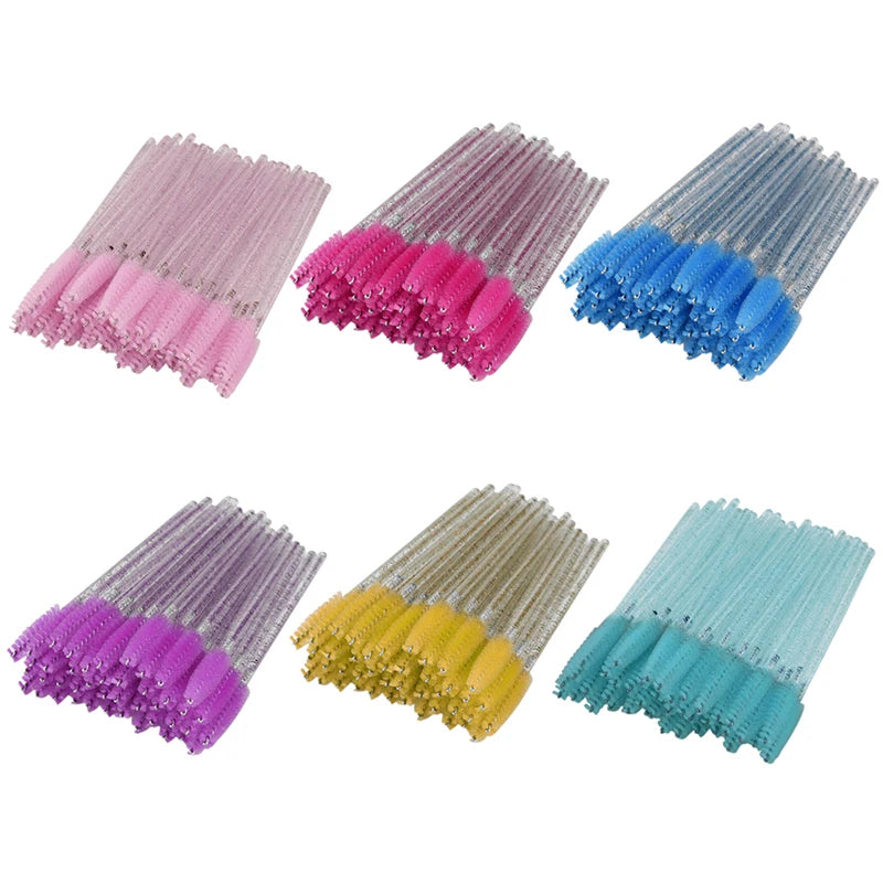 Hot Selling Colorful Disposable Diamond Rod Eyelash Brush Mascara Wands for Eyelash & Eyebrow Makeup Brush