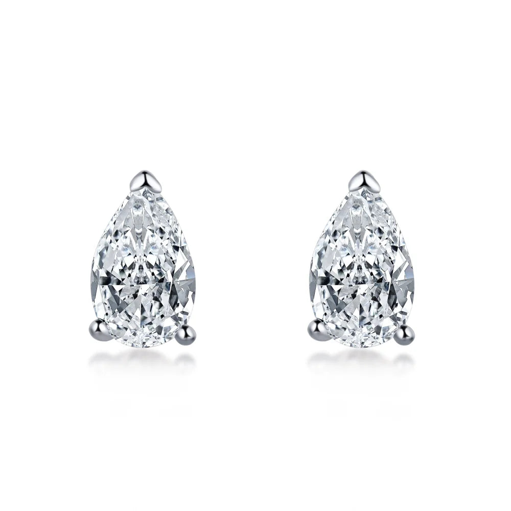 Dylam Luxury Design Women Fine Jewelry 925 Sterling Silver Rhodium Plated Diamond 5A CZ Cubic Zirconia Pink Pear Stud Earrings