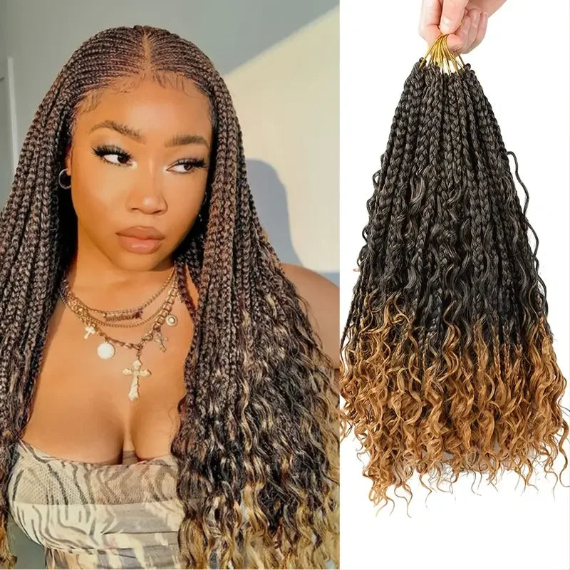 20 Inch Crochet Box Braids Hair With Curly  Looped Bohemian Crochet Hair Braiding Hair Crochet Braids