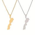 Ethnic Jewelry Man Stainless Steel Chain Link Morocco Map Necklace