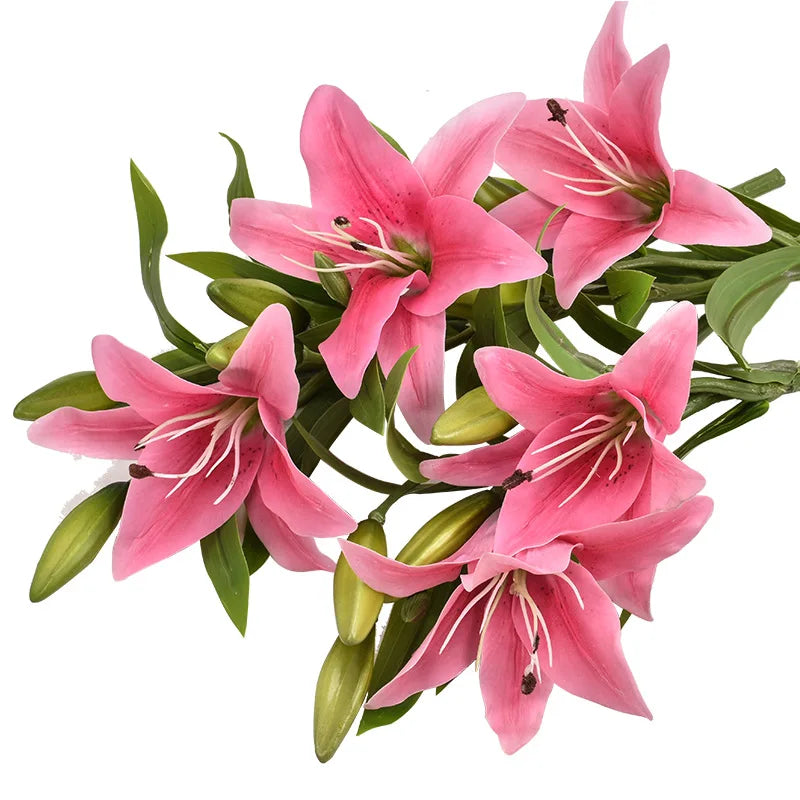 Real Touch Latex Flower Lilies Artificial Flowers Lily for Home Wedding Decoration