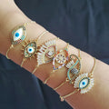 BC1263 Hot Sale Brass Micro Pave Gold Plated Evil Eyes Charms BraceletCZ Eye Charms Bracelets Jewelry