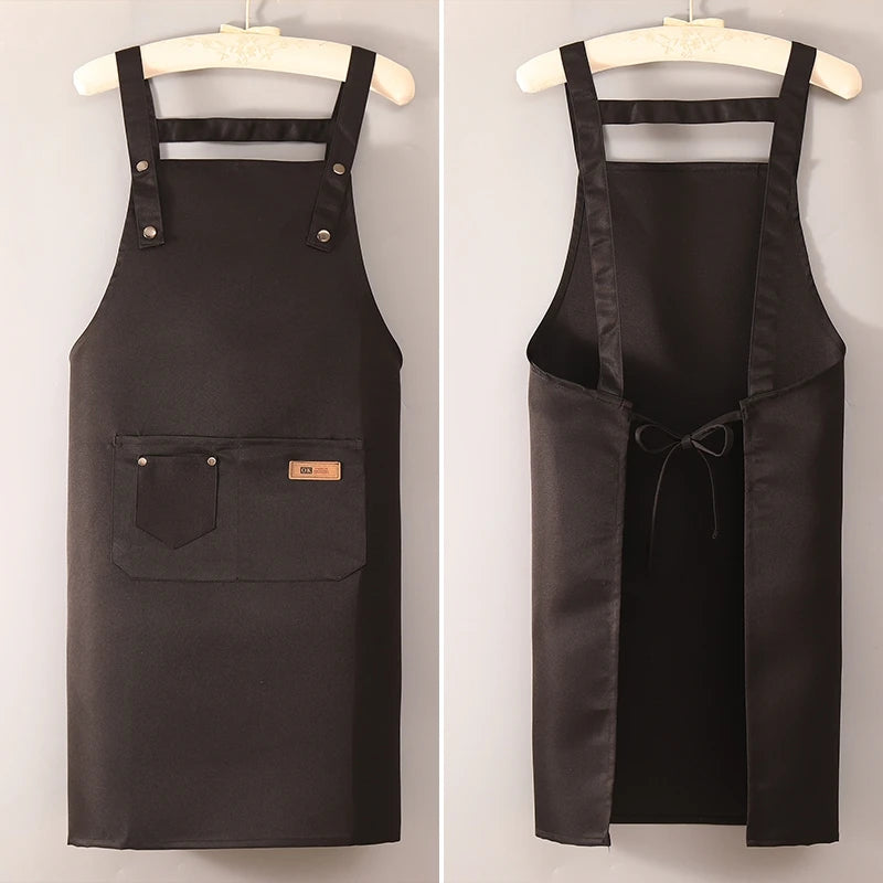 Wholesale Customized Logo Eco-friendly 100% Polyester Uniform Chef Long Apron Washable Cooking Apron With Pocket