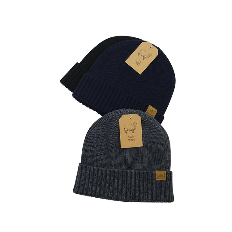 Premium Quality Warm Soft Stretchy 100% Merino Wool Itch-free Cuffed Knit Beanie Winter Hats for Men and Women
