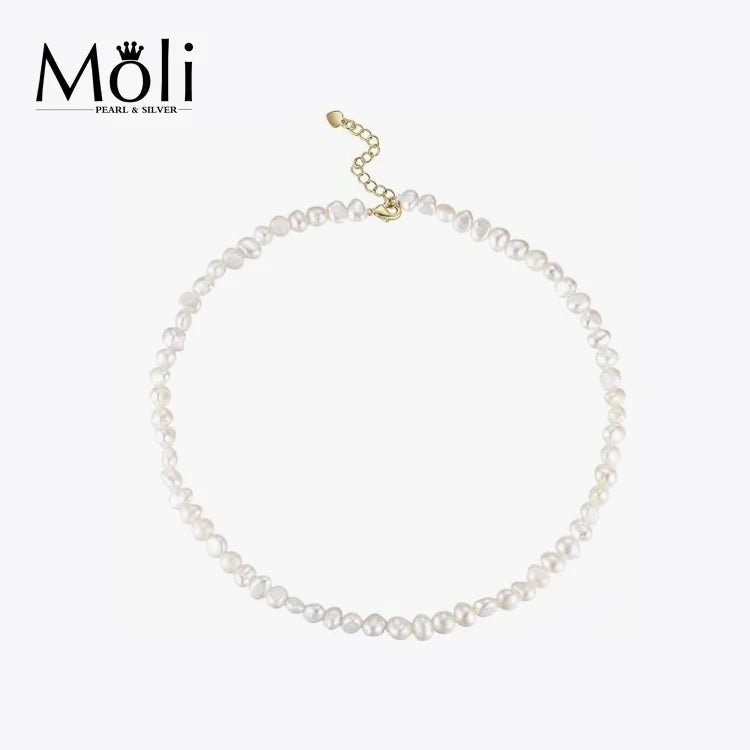 2024 Fashion Popular Size 6-7mm White Baroque Pearl Necklace for Summer Women Jewelry