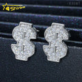 Diamond Tester Certified RTS Hip Hop Jewelry 925 Silver Gold Plated VVS Diamond Iced Out Dollar Sign Moissanite Stud Earrings