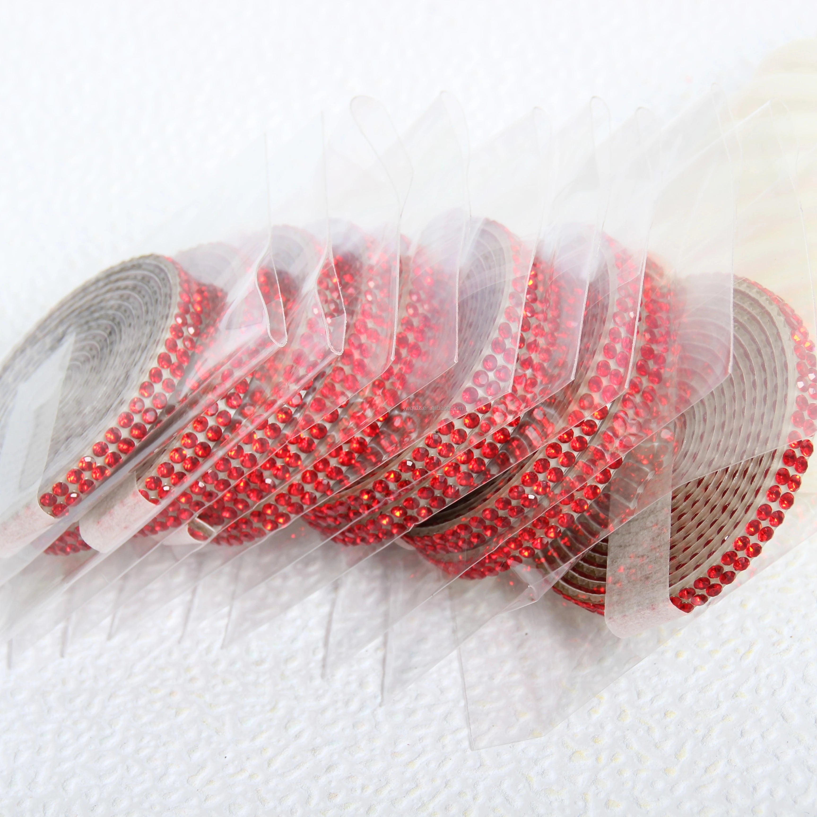 SINRONG 2-Row Self-Adhesive Crystal Rhinestone Tape Loose Glass for Crafts Decoration Self-Adhesive Diamond Ribbon Trim Sheet