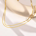 Wholesale 18K Gold Plated Double Layer 2mm Thin Herringbone Chain Necklace Trendy Stainless Steel Snake Chain for Weddings