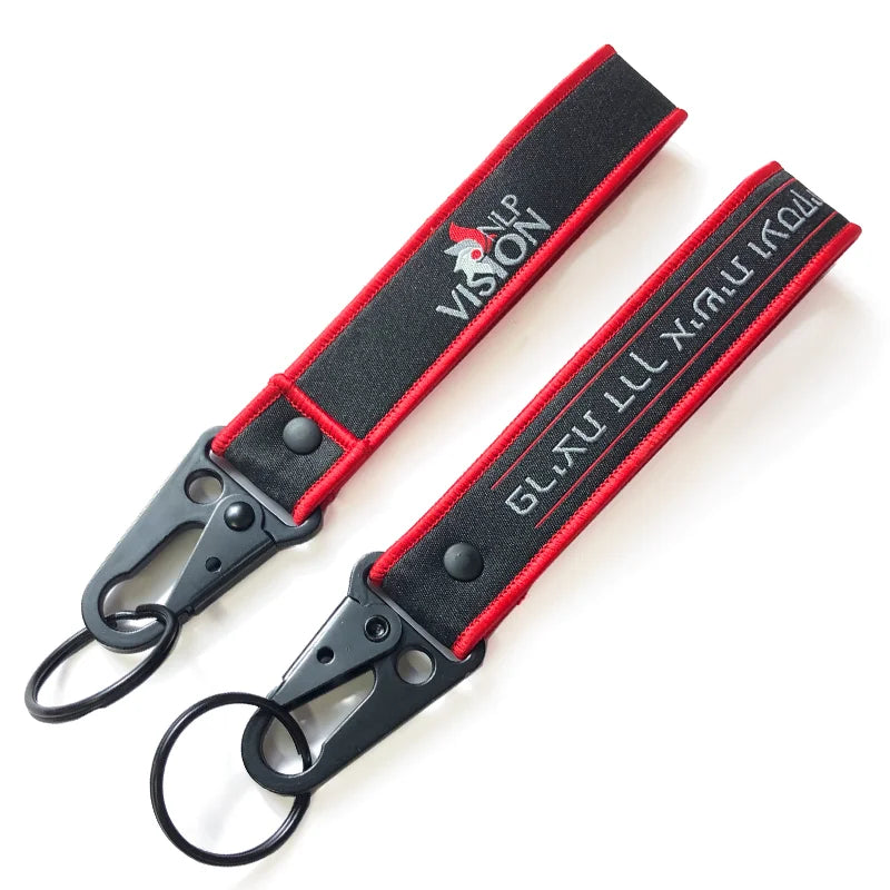 Manufacturer Custom Logo Short Woven Keychain Lanyards Strap Promotional Carabiner Keychain