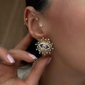 Fashionable Trendy Sun Heart and Star Geometric Design Alloy Stud Earrings Elegant High-End Luxury Jewelry Gift
