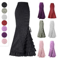 Women Gothic Punk Style Retro Mermaid Skirt Vintage Long Bodycon Ruffle Steampunk Gothic Fishtail Skirt Cosplay Costume Skirts