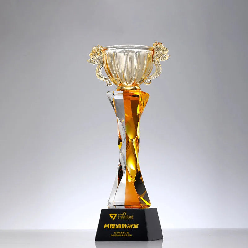 Amber Crystal Cup Custom Made New Glazed Glass Award Trophy Glass Crystal Trophy MH-J0146