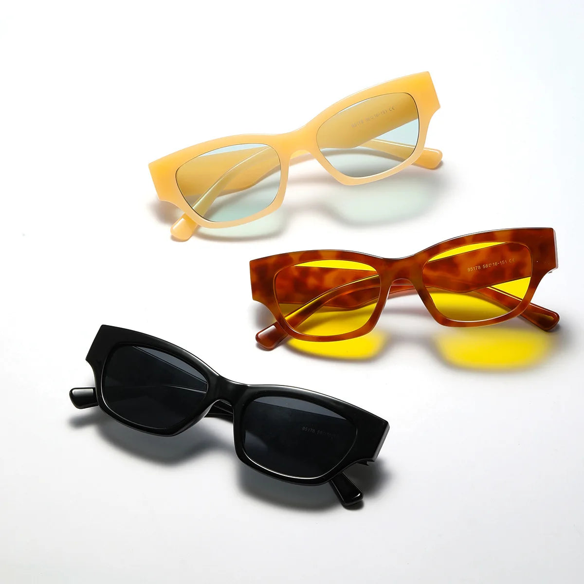 2022 Small Square Trendy Cream Frame Color Lens Sunglasses Women Style