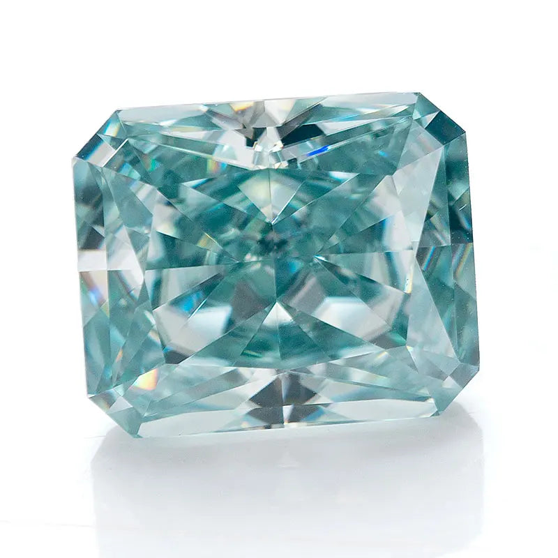 Holycome Natural Uncoated Color Crushed  Cut Sea Blue Radiant Cut Moissanite Diamond Test Positive GRA Certificated  OEM ODM